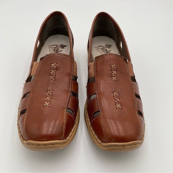 Rieker Leather Anti-Stress Comfort Loafers Slip On Shoes Flats Brown Size 9.5 - Picture 4 of 8
